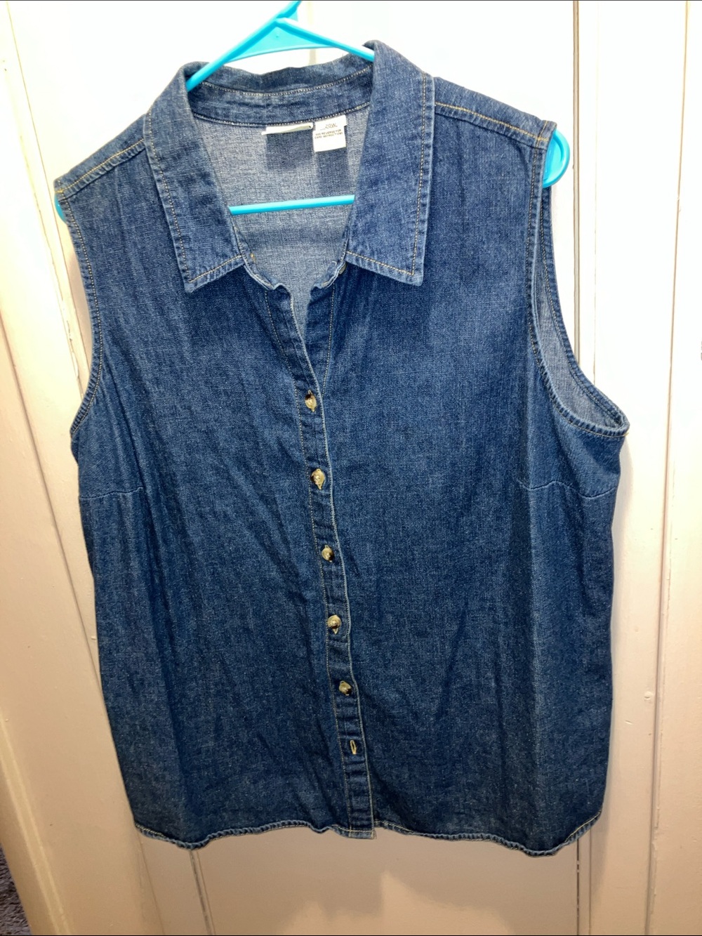 Cherokee Vintage Blue Denim Collared Button Shirt Size 20